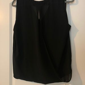 Cross-back sheer black top